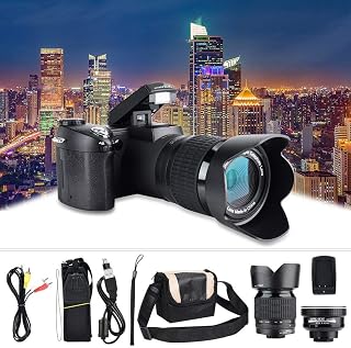 Full HD Digital Camera, D7100 33MP 3.0 Inch TFT LCD Screen 24X Zoom Digital DSLR Camera LED 1080P 30Fps Video Camera 128MB Built-in with 0.5X Wide Angle Lens