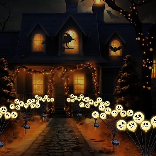Miniatura 6 de Upgraded 2 Pack 16LED Christmas Decorations Outdoor Solar Swaying Firefly Lights, Waterproof Solar Nightmare Christmas Pathway Lights for Yard