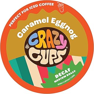 Crazy Cups Decaf Flavored Coffee Pods, Decaf Eggnog Coffee, Holiday Blend Coffee, Single Serve Coffee for Keurig K Cups Machines, Hot or Iced Coffee, Medium Roast Coffee, 22 Count
