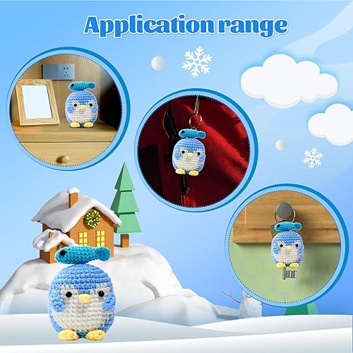 Miniatura 7 de UOOU Kit de ganchillo, kit de ganchillo de pingüino para principiantes, tutoriales en video paso a paso, kit completo de animales de ganchillo, kit