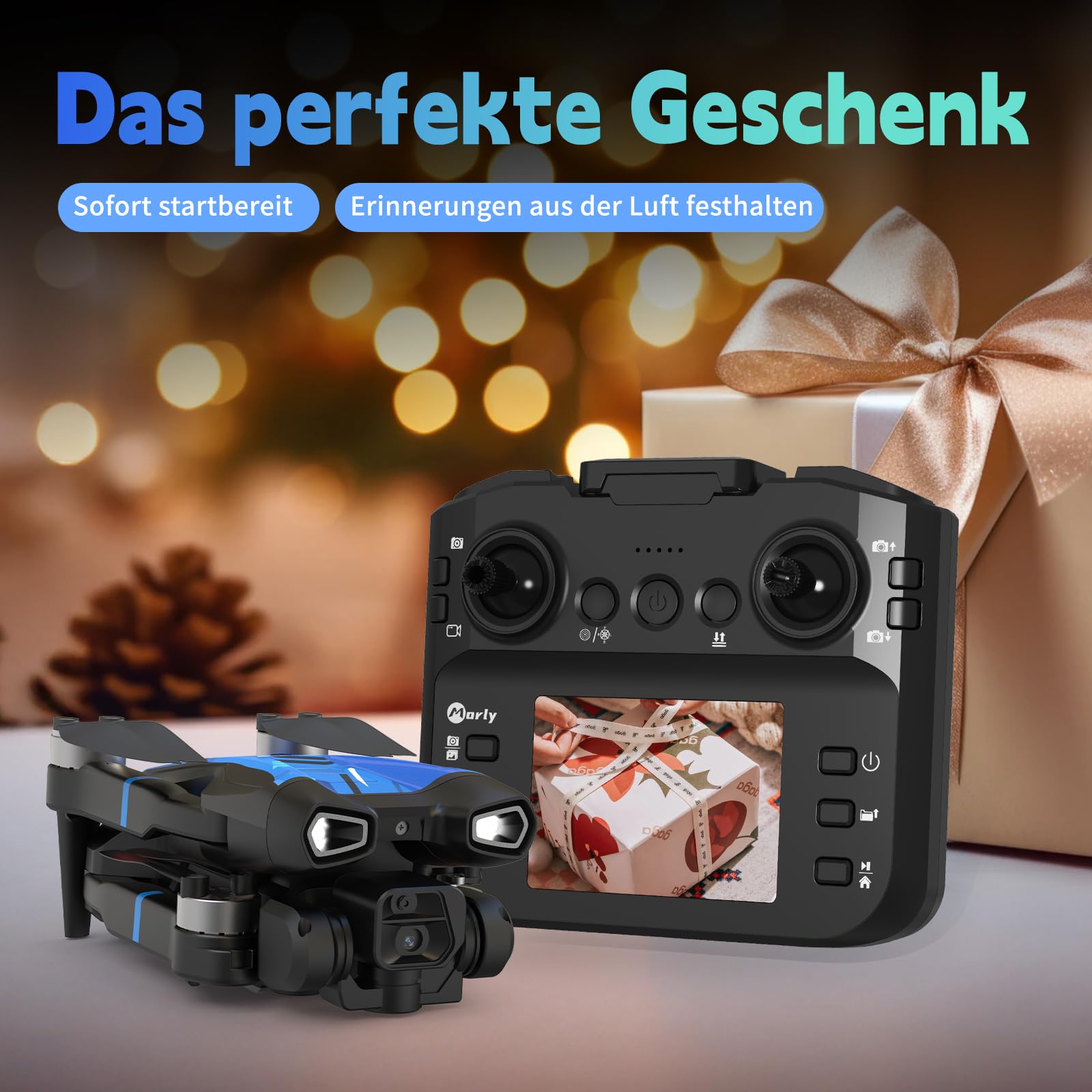 Drohne mit 4K Kamera Mini Drohne Mit LCD Fernbedienung 3D-Rollen Wiederaufladbare LCD-Fernbedienung 3-Geschwindigkeits-Einstellungen RC Quadrocopter Faltbares für Anfänger M18LCD