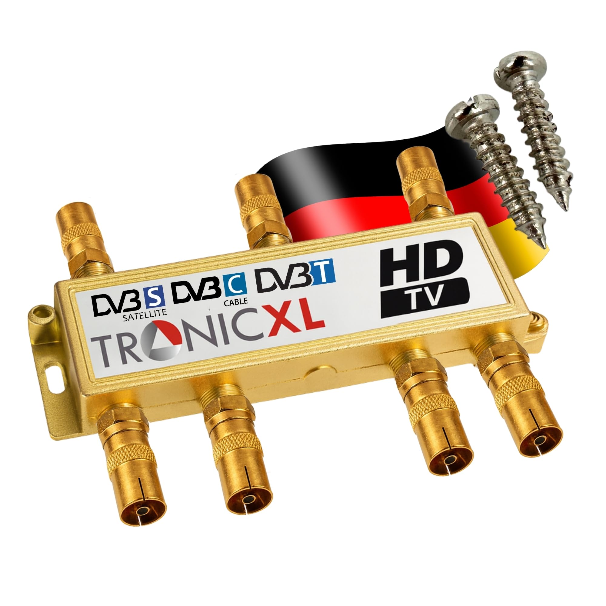 TronicXL rozdzielacz anteny 4K Premium koncentrycznej HD 3D rozdzielacz miękki rozgałęźnik np. kompatybilny z DVBT DVBT2 DVBC SAT Unicable telewizja kablowa PYUR Telecolumbus Primacom Vodafone Unitymedia UKW