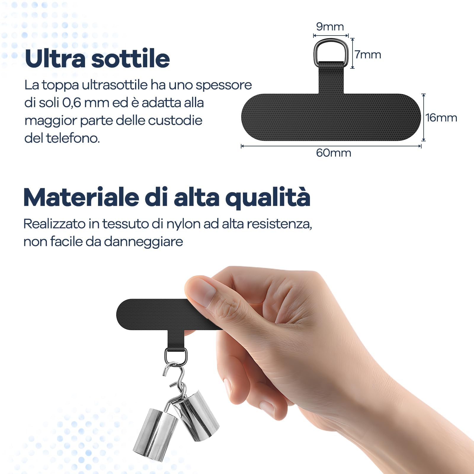 caslord Mobile Phone Lanyard*1, Universal Patch*2, Suitable for All Smartphones, Mobile Phone Strap Matches Any Case, Adjustable and Removable, Black - 5