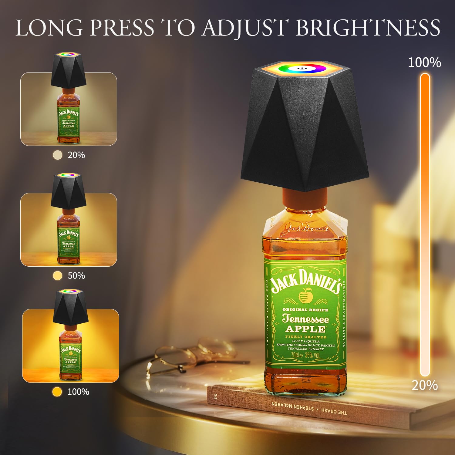 CENOVE Lampada Bottiglia, Ricaricabile Lampada Per Bottiglia LED Senza Fili Touch, IP54 Impermeabile Lampada Con 5200 mAh, RGB Dimmerabile per Uso Interno/Esterno, Bar Ristoranti