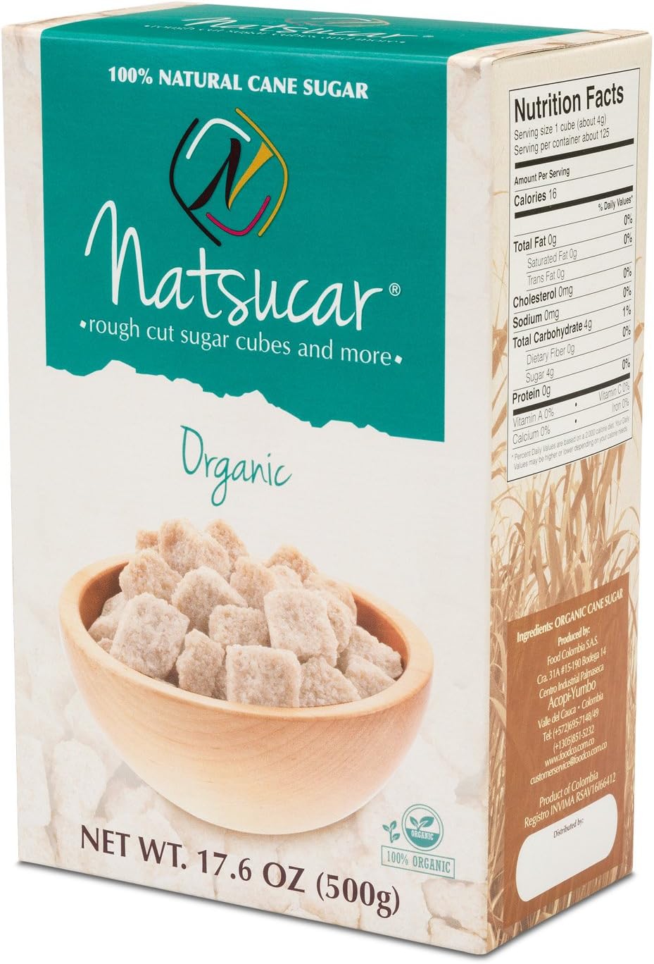 Natsucar ORGANIC Rough Cut Sugar Cubes (Pack of 2 - 1000g)