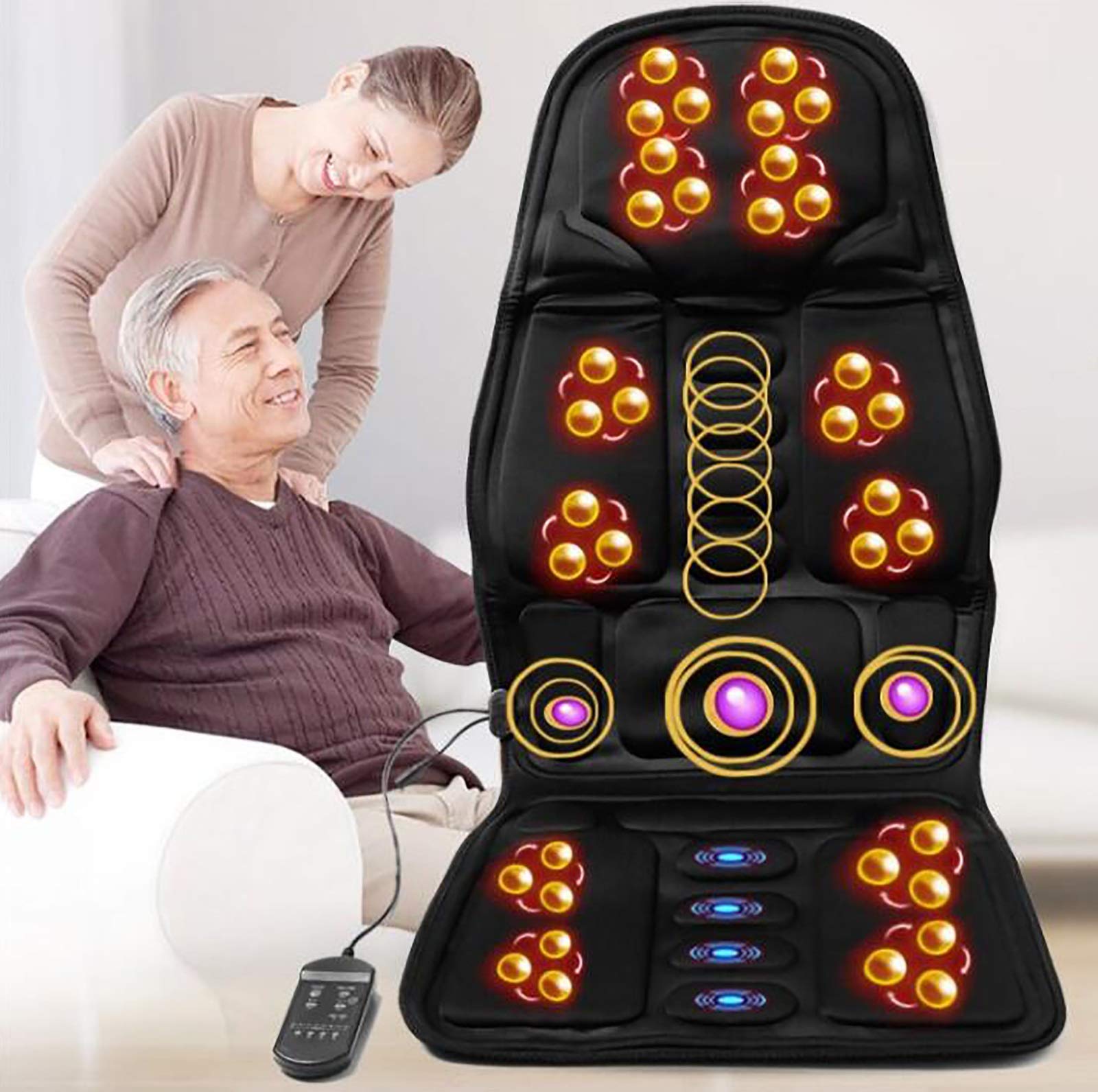 Shiatsu Back Massager with Heat, Massage Chair Pad Deep Kneading Full Back Massager Massage Seat Cushion for Home Office Car Use