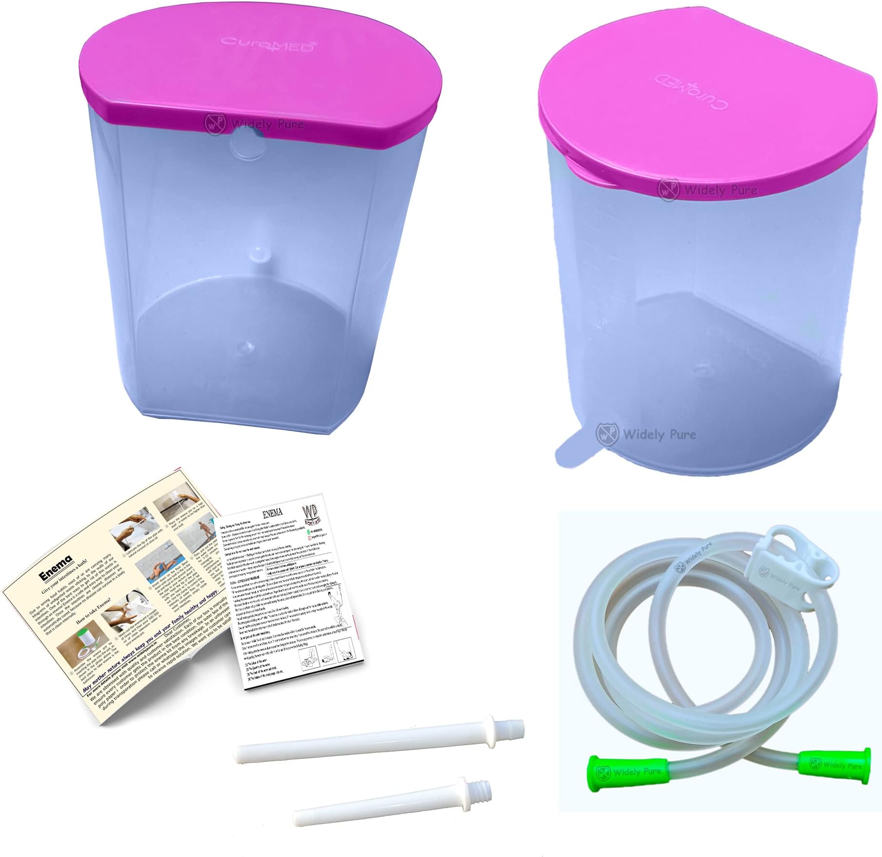 Widely Pure PVC Enema kit Satvik For Home Use 600 ml 1 silicon tube, 2 Nozzles, 1 Clamp with user manual