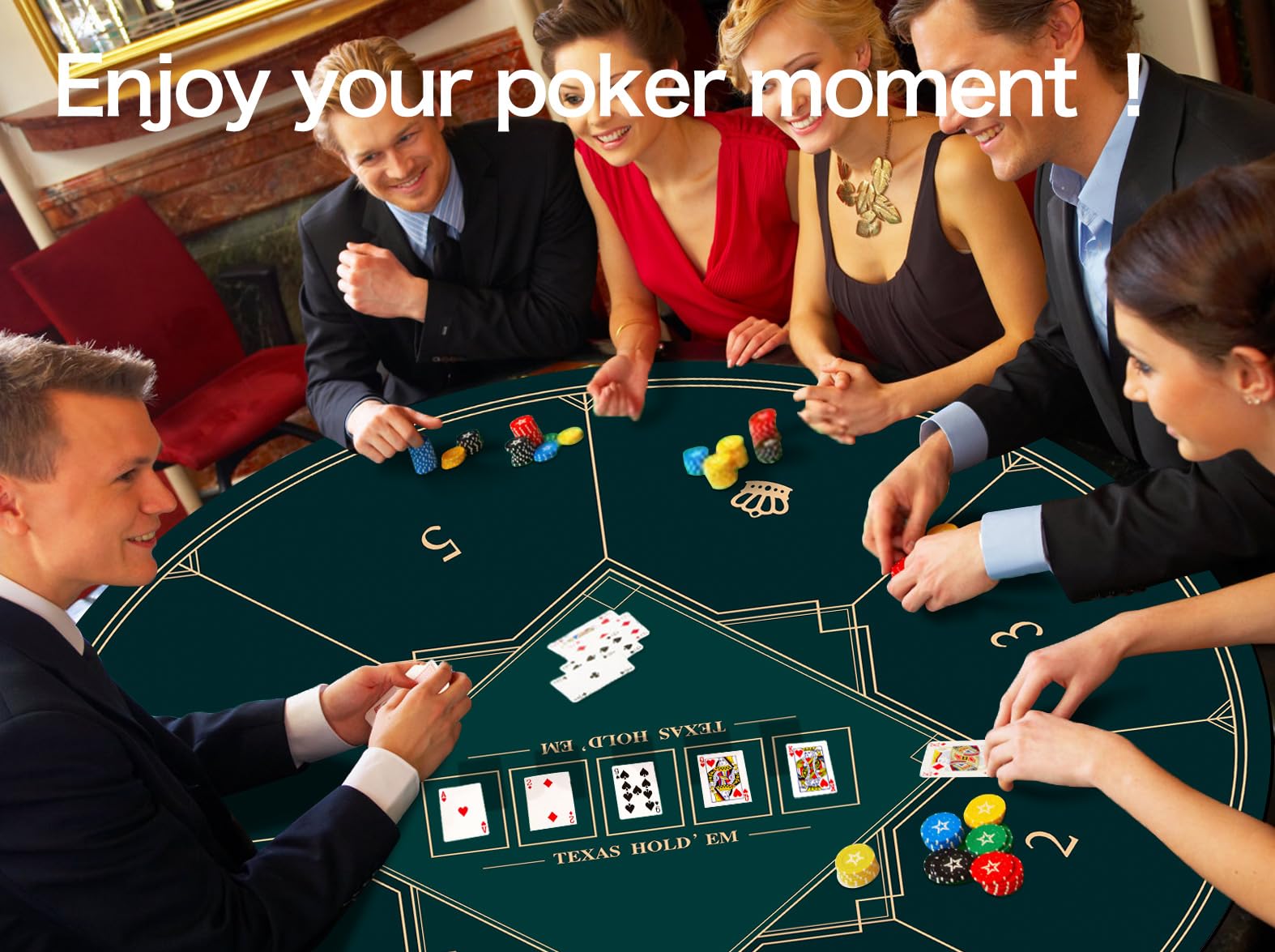 LaiEr Tapete de Póquer Redondo 24/31/39/47/55/63 Pulgadas 6-8 Persona Texas Hold'em Almohadilla de Goma, Mesa Plegable, Tapete de Póquer Portátil, Adecuado para Juegos de Póquer, Blackjack.