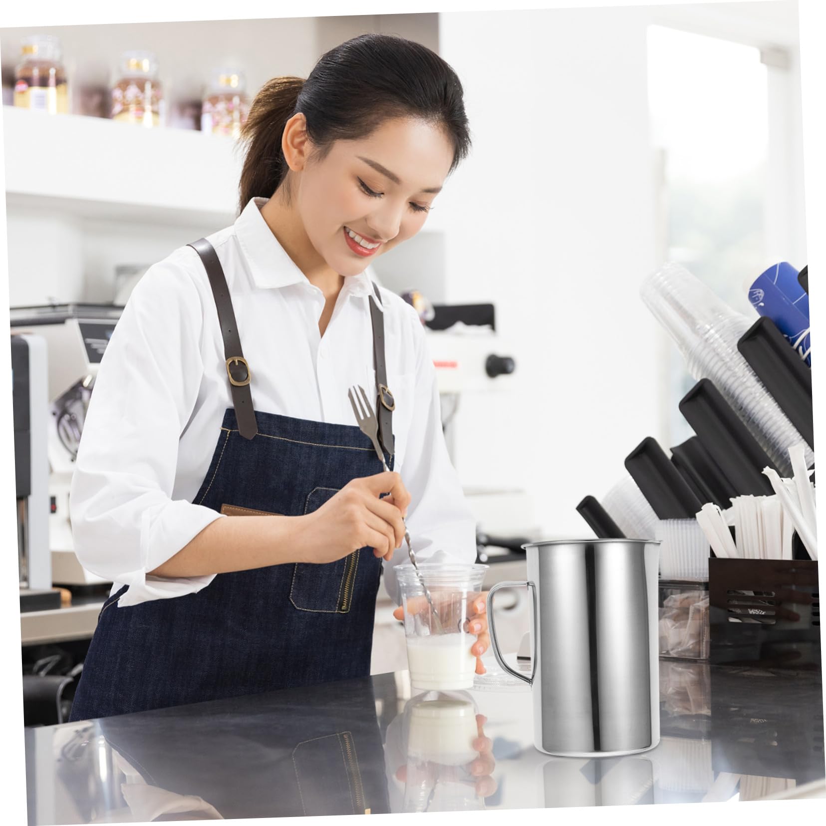 Tasse à Mesurer en Acier Inoxydable 2000ml avec Graduation