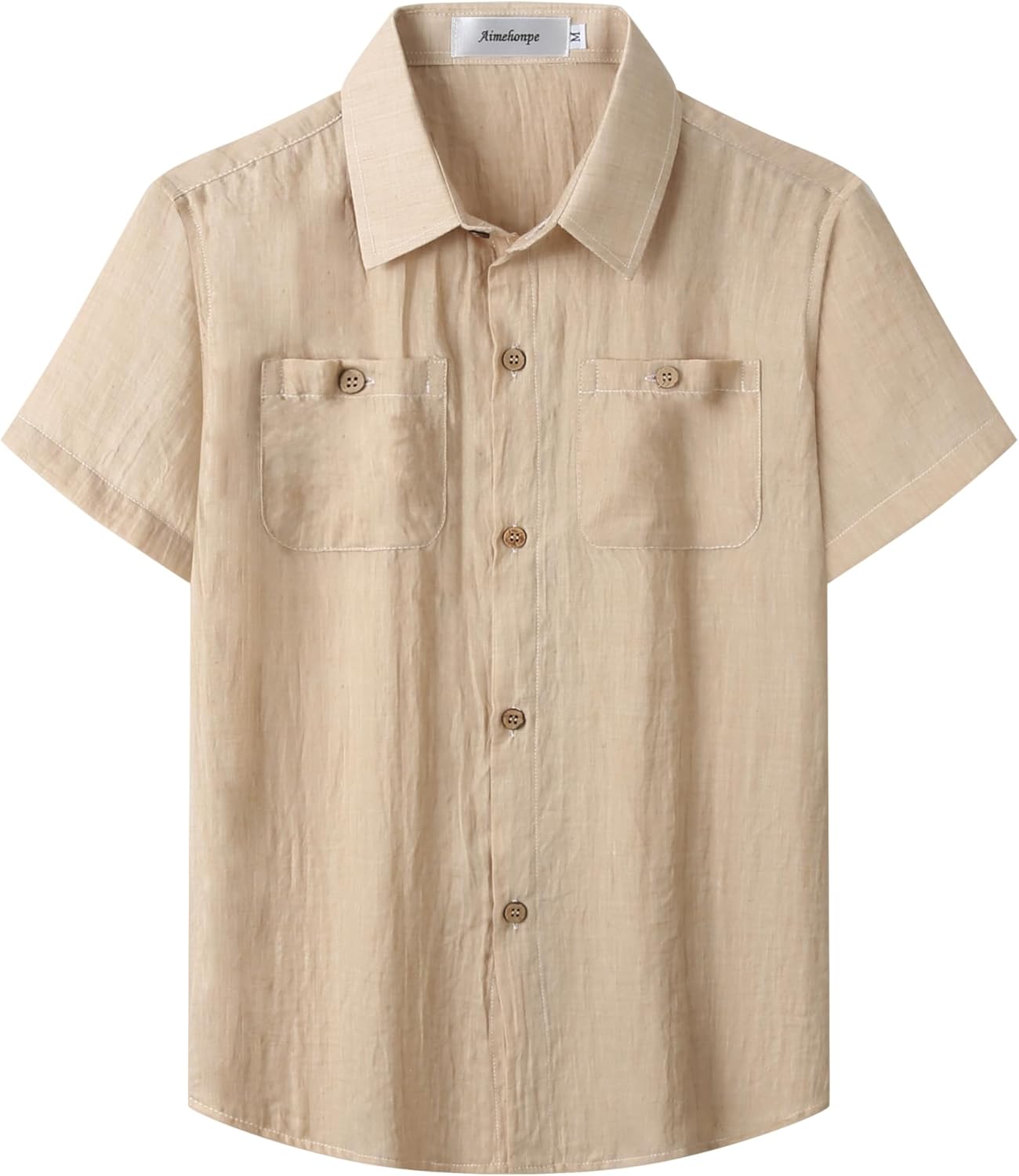 Boys Chambray Button Down Shirt Short Sleeve Summer Casual Cotton Woven Kids Fashion Clothes with Pocket