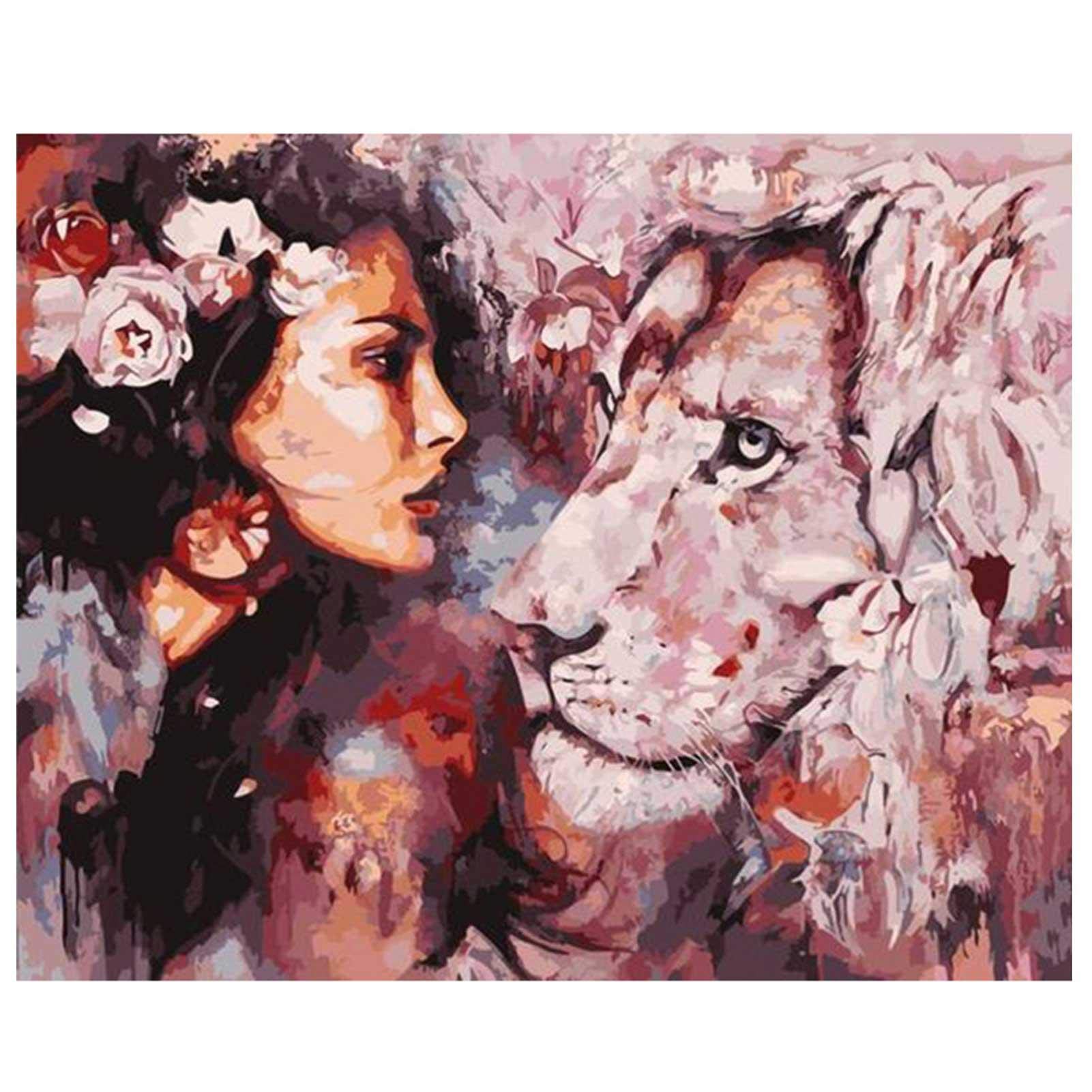 YUNYI 40 x 50 cm DIY Oil Painting by Numbers Adults Children Abstract Colourful Beauty Face Number Painting from Oil Wall Art (Colourful, without Frame)