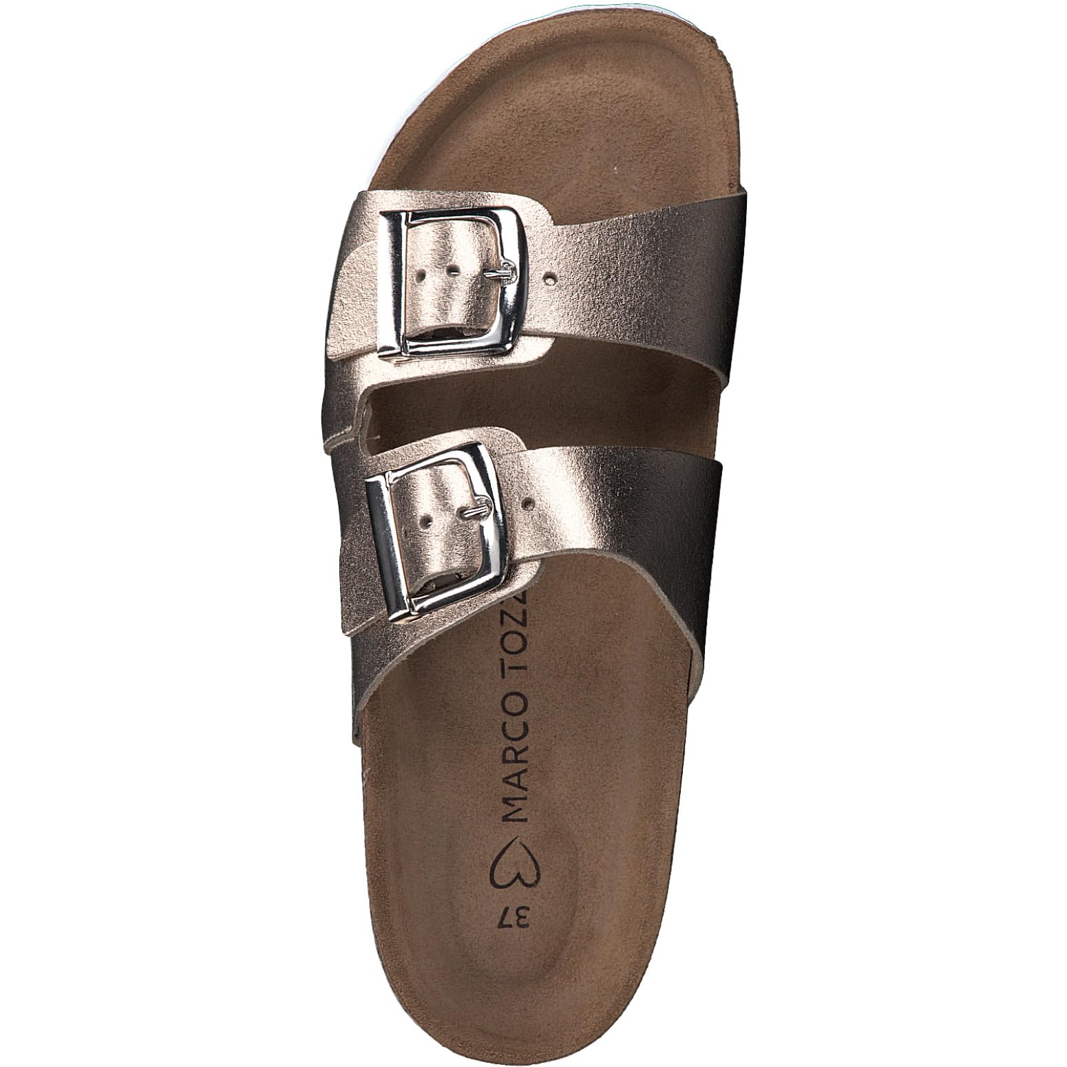 MARCO TOZZI Chanclas para Mujer, Piel, Plantilla Suave Feel Me, 2-27406-42, Pantuflas, Rosa metálica, 39 EU