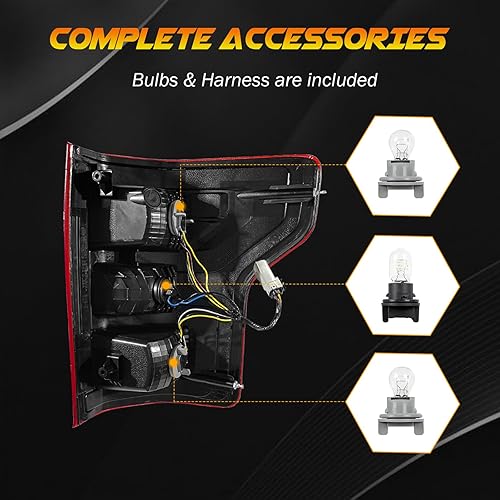 Miniatura 3 de Conjunto de luz trasera compatible con Ford F150 2020 2019 2018, luces traseras, lámpara de freno trasera, montaje de luz trasera para reemplazar