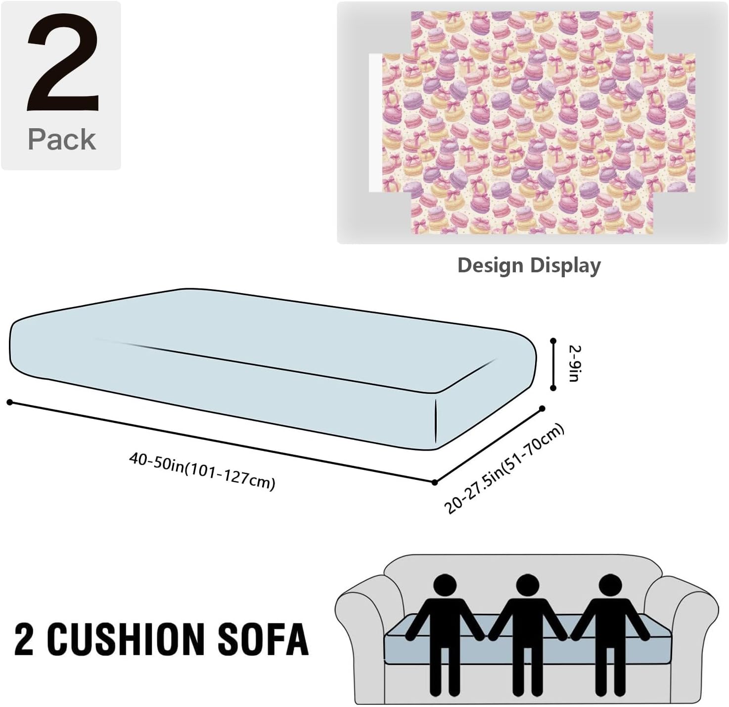 Pastel Macaron Cake Loveseat Covers Couch Covers for 2 Cushion Couch, 2-Piece Stretch Sofa Slipcovers Anti-Slip Washable Furniture Protectors for Dogs Pets