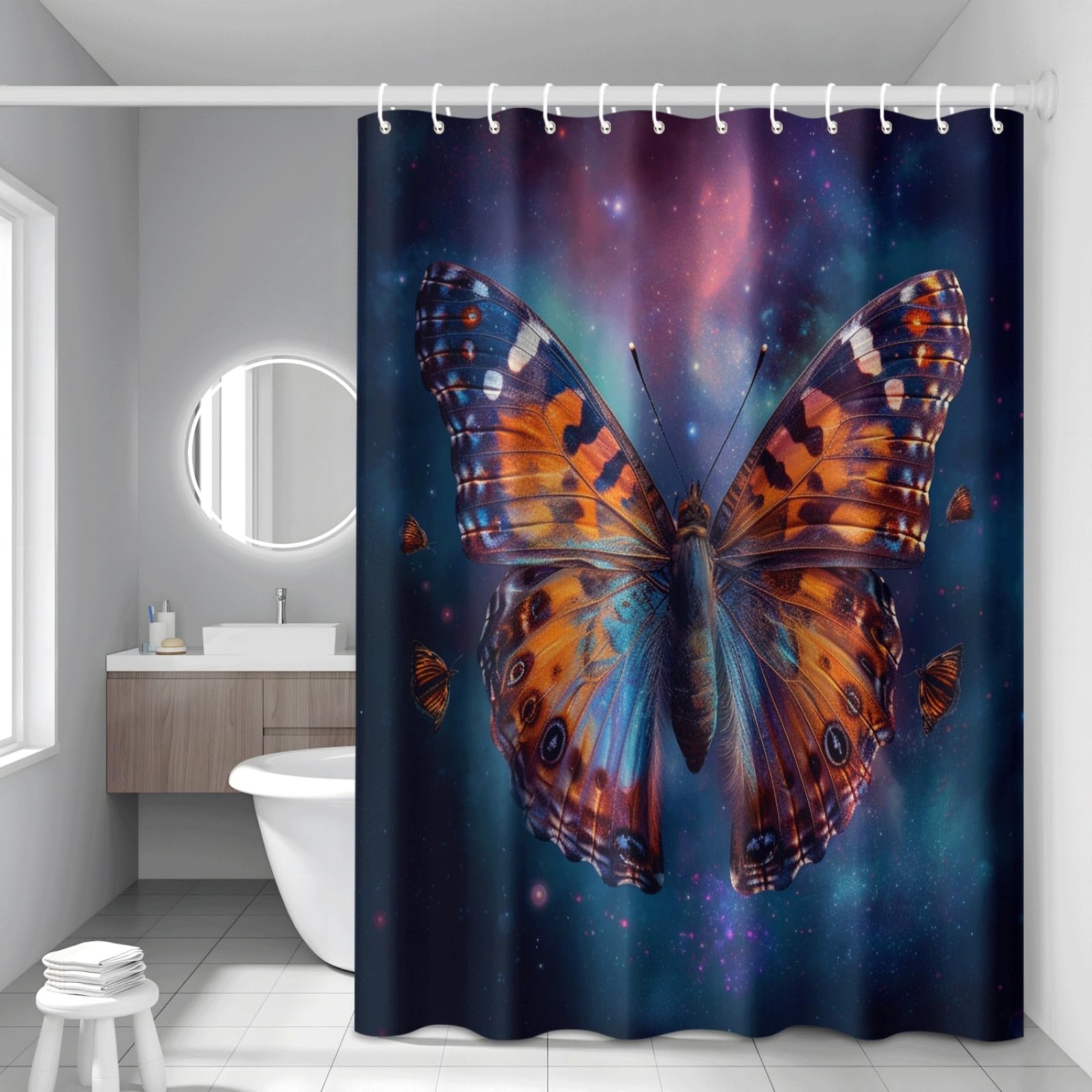 Rideau de douche marron bleu rose imperméable lavable 200x200cm pour baignoire chic