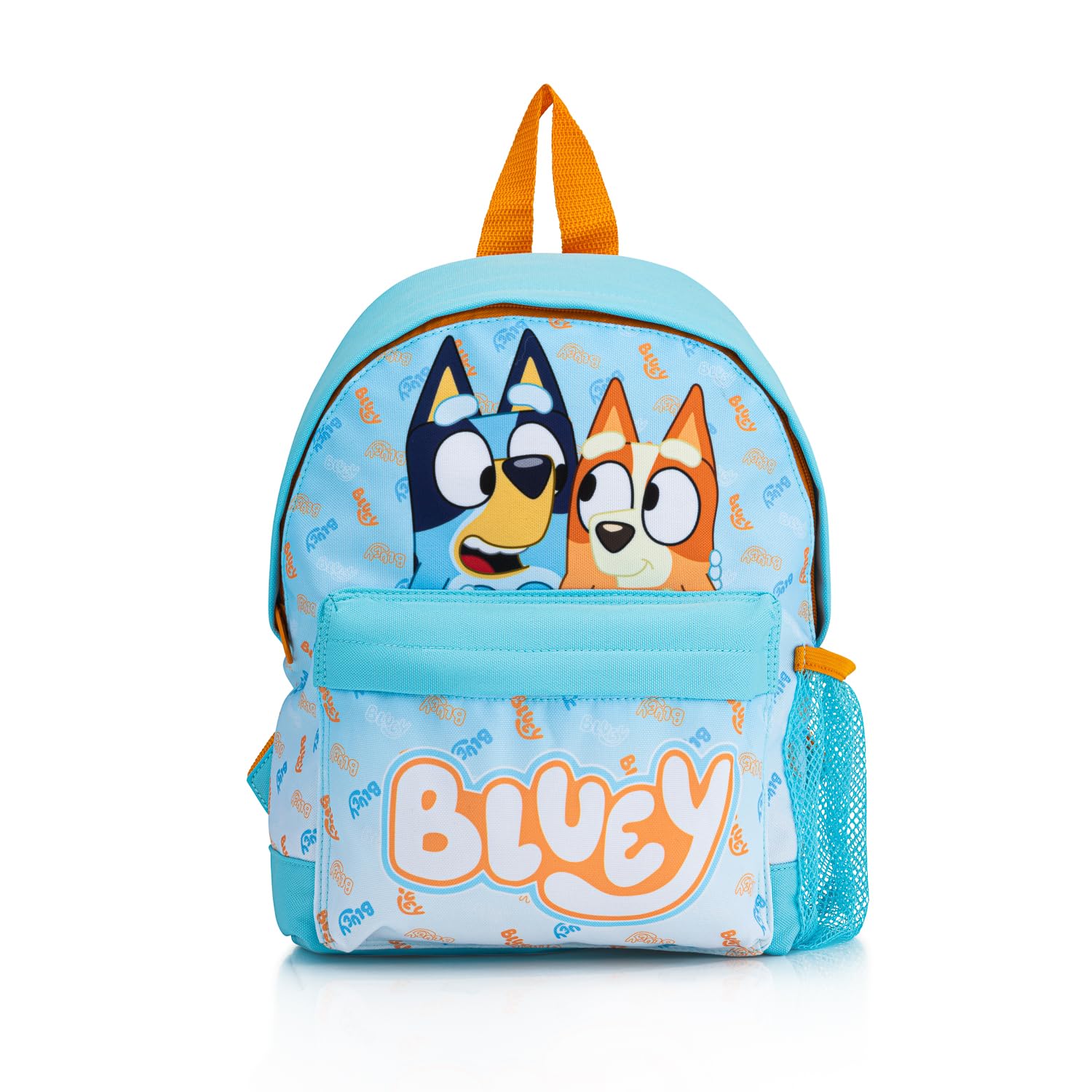 Bluey Ensemble sac à dos 4 pièces avec sac à déjeuner, bouteille d'eau et trousse à crayons, cartable pour garçons avec poche kangourou et côté en maille, pour enfants de 2 à 7 ans