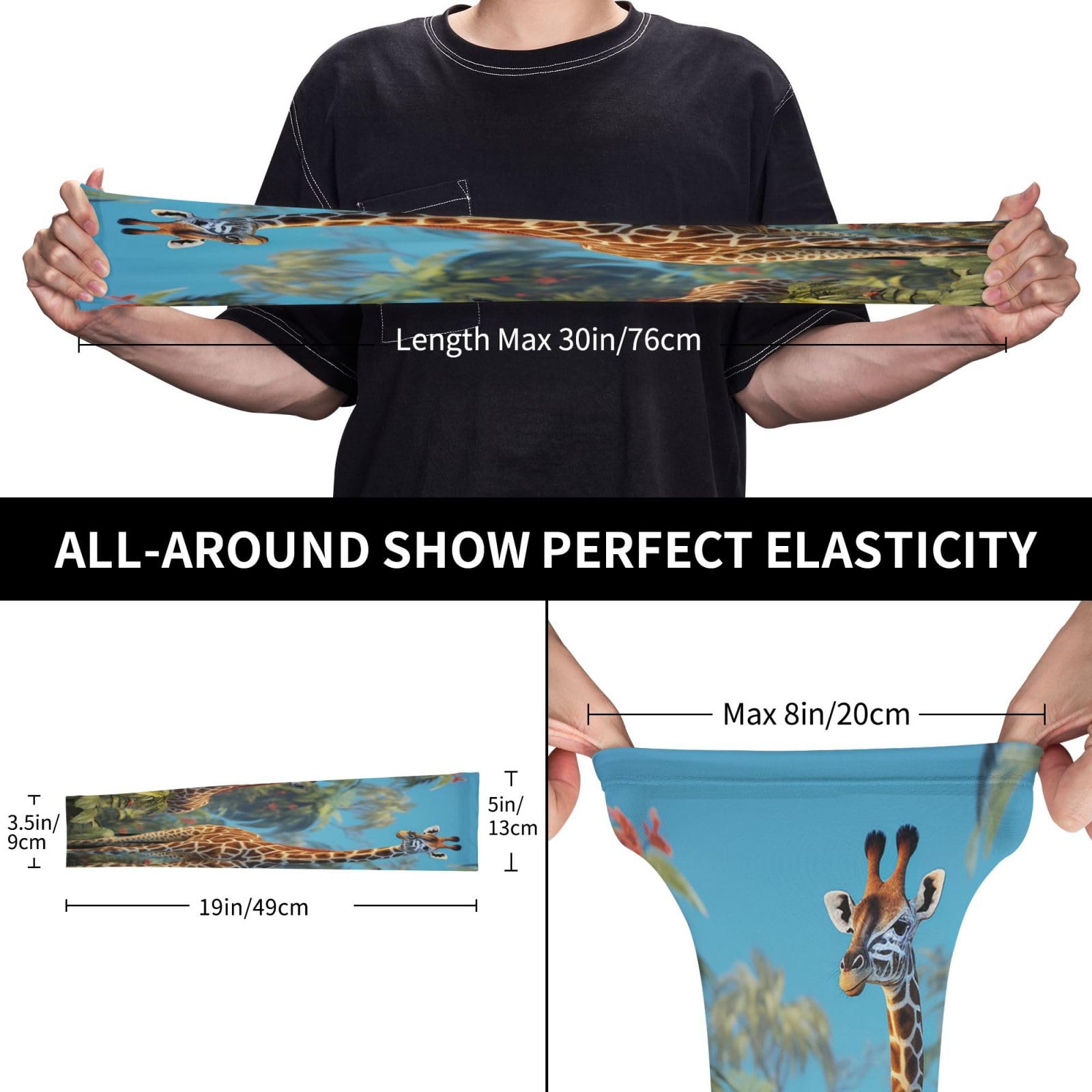 RLDOBOFE UV Sun Protection Arm Sleeves Jungle giraffe Compression Sleeves Cooling Arm Sleeves for Men Women Gardening Sleeves