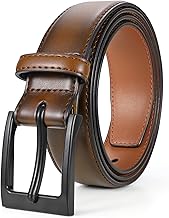 SUOSDEY Nickel Free Genuine Leather Belt for Men TSA Non Metal Hypoallergenic Men's Belt With Black Buckle