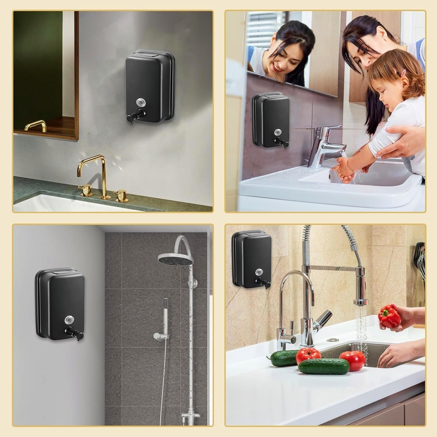 Commercial Wall-Mounted Soap Dispenser Stainless Steel Large Capacity 500ML for Hand Soap Anti-Rust Design for Bathrooms Hotels Restaurants or Home Use (Black) - Image 8