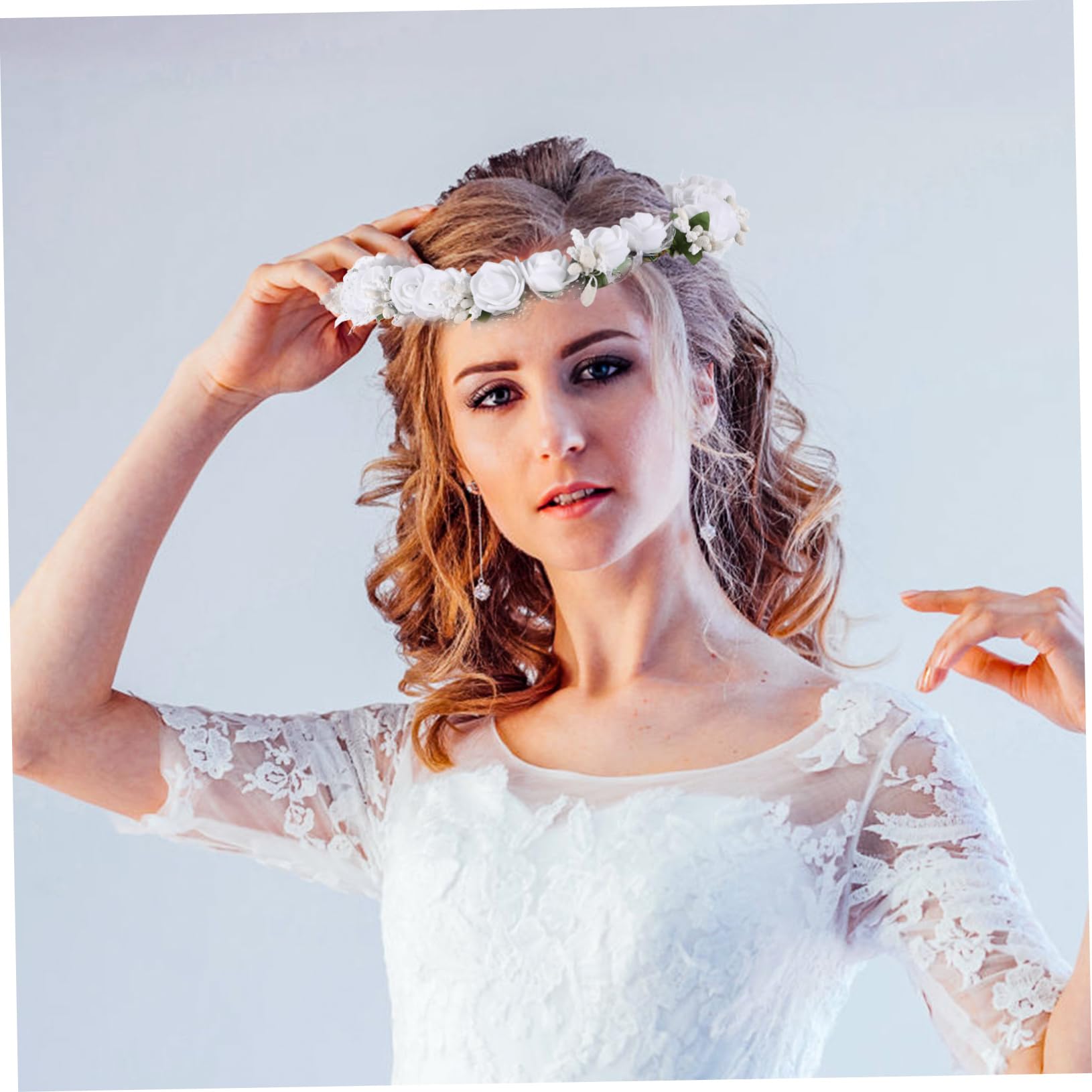 Healeved 5stücke Blumenkranz Haarschmuck Für Damen Elegantes Hochzeits-stirnband Mit Schaumrosen Und Perlen Für Braut Fotografie Und Besondere Anlässe Leicht Und Tragbar