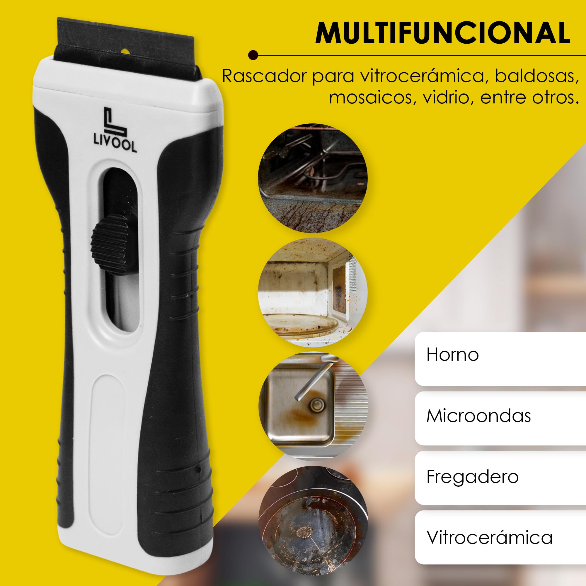 ️ Rasqueta Vitroceramica Profesional + 10 Cuchillas | Rascador Vitroceramica | Cuchilla Limpia Cristales y Vitroceramica | Raspador Vitroceramica Inducción.