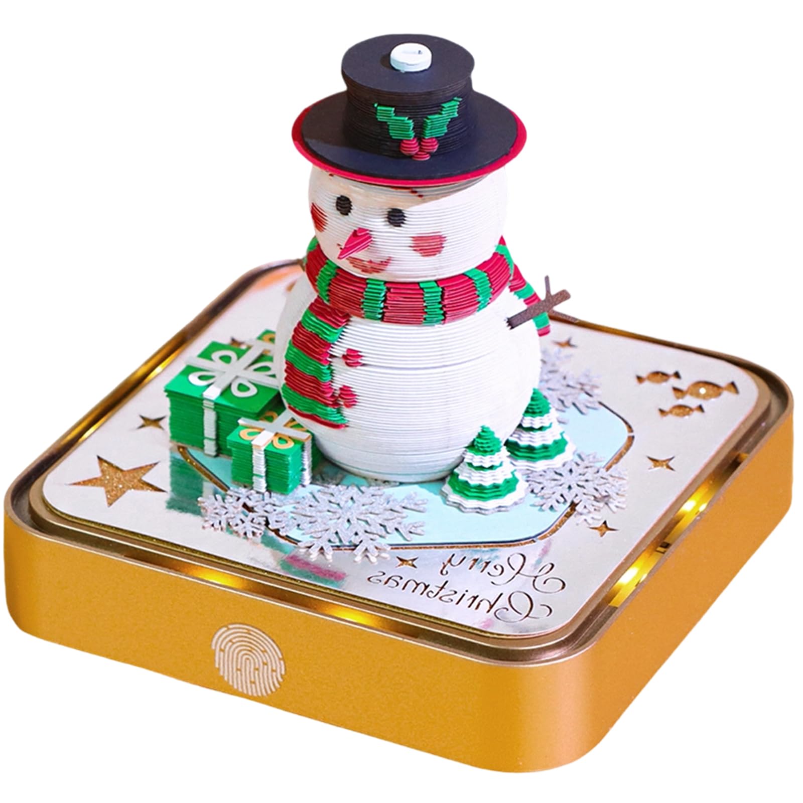 Calendrier de Noël bonhomme de neige LED avec compte à rebours de bureau à piles