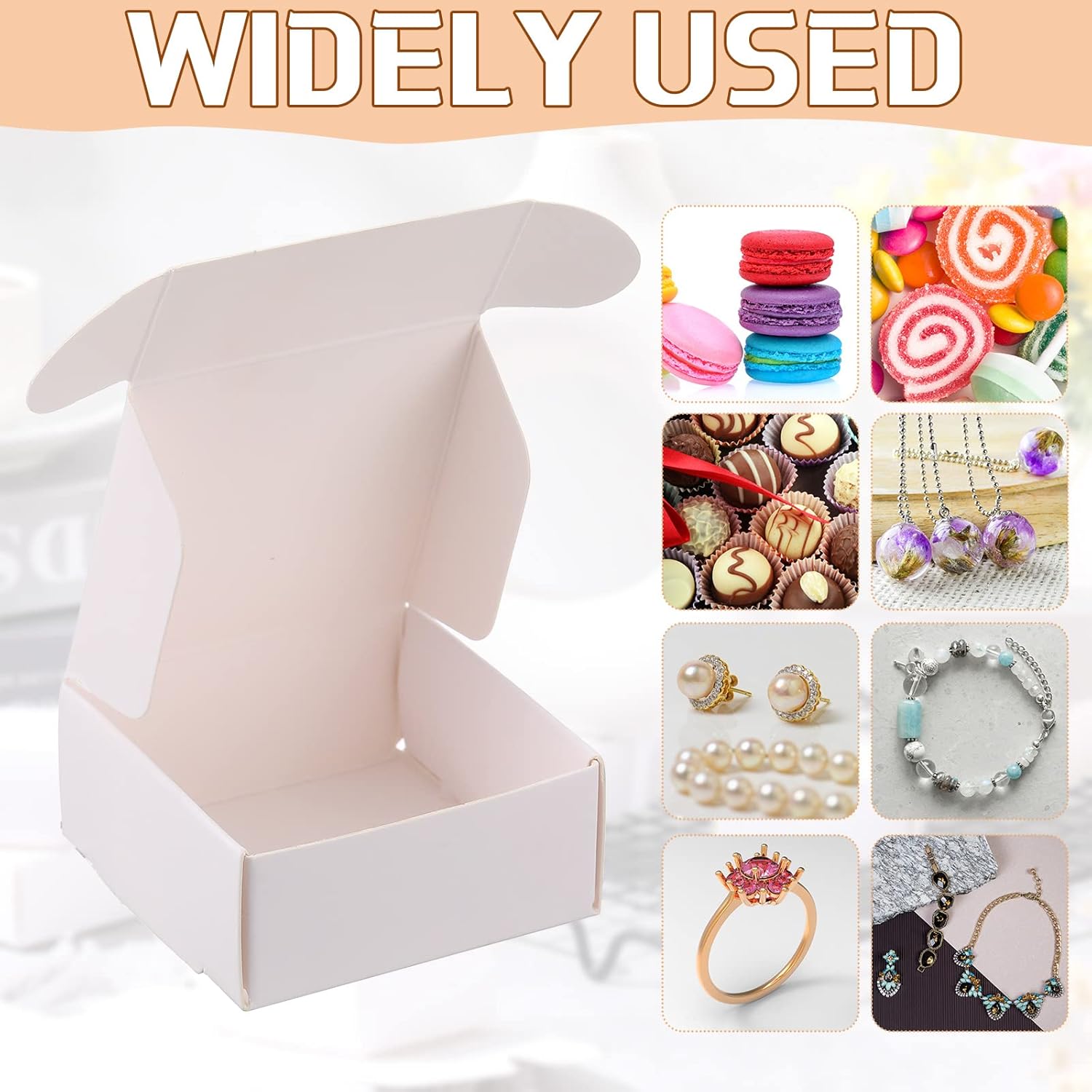 Yinkin 200 Pcs Small Kraft Paper Gift Boxes in Bulk 2.16'' x 2.16'' x 0.98'' Ornaments Mini Cardboard Boxes with Lid for Favor Earring Jewelry Bracelet(White Color)