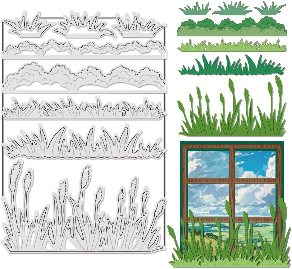 UNICRAFTALE 8Pcs Grass Metal Cutting Dies for Card Making Paper Embossing Die Cuts Kit Stencils Templates Mould Scrapbooking Tool for DIY Crafts Scrapbooking Photo Frame Album