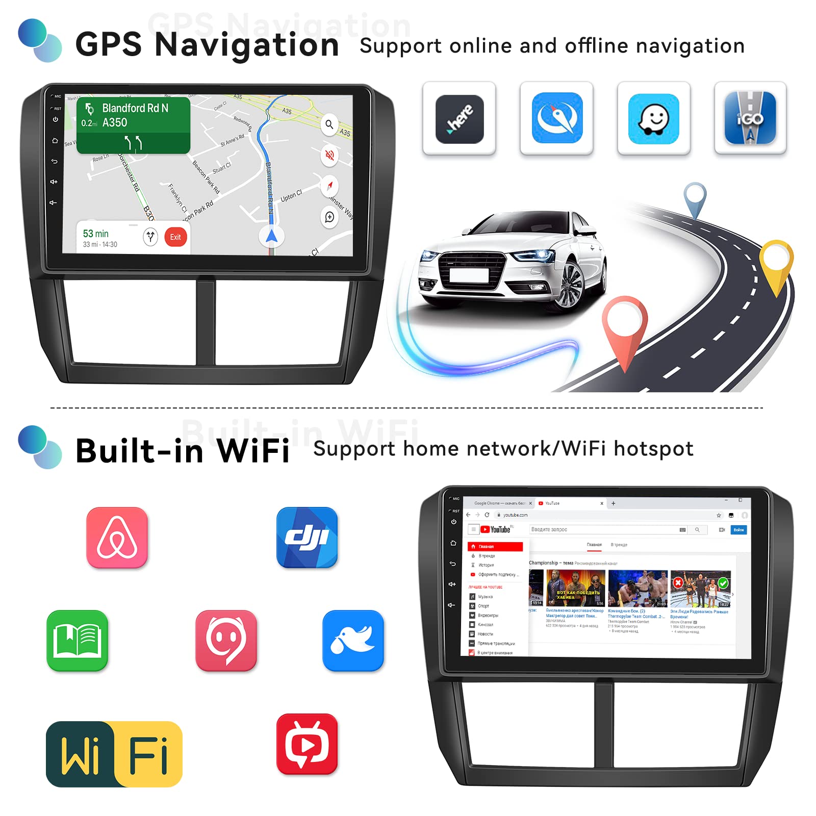 9" Android Car Stereo For Subaru Forester/Impreza WRX (2008-2012) - Wireless CarPlay, Android Auto, GPS, Backup Camera