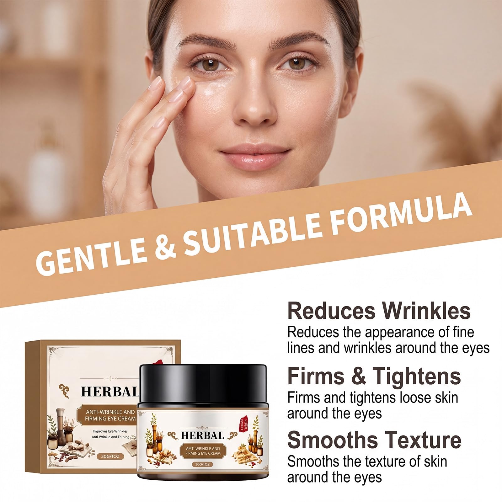 Crème contour des yeux raffermissante anti-rides, crème tenseuse instantanée pour les yeux et le visage, atténue les poches et les rides, sérum contour des yeux aux peptides pour réduire (8pcs)