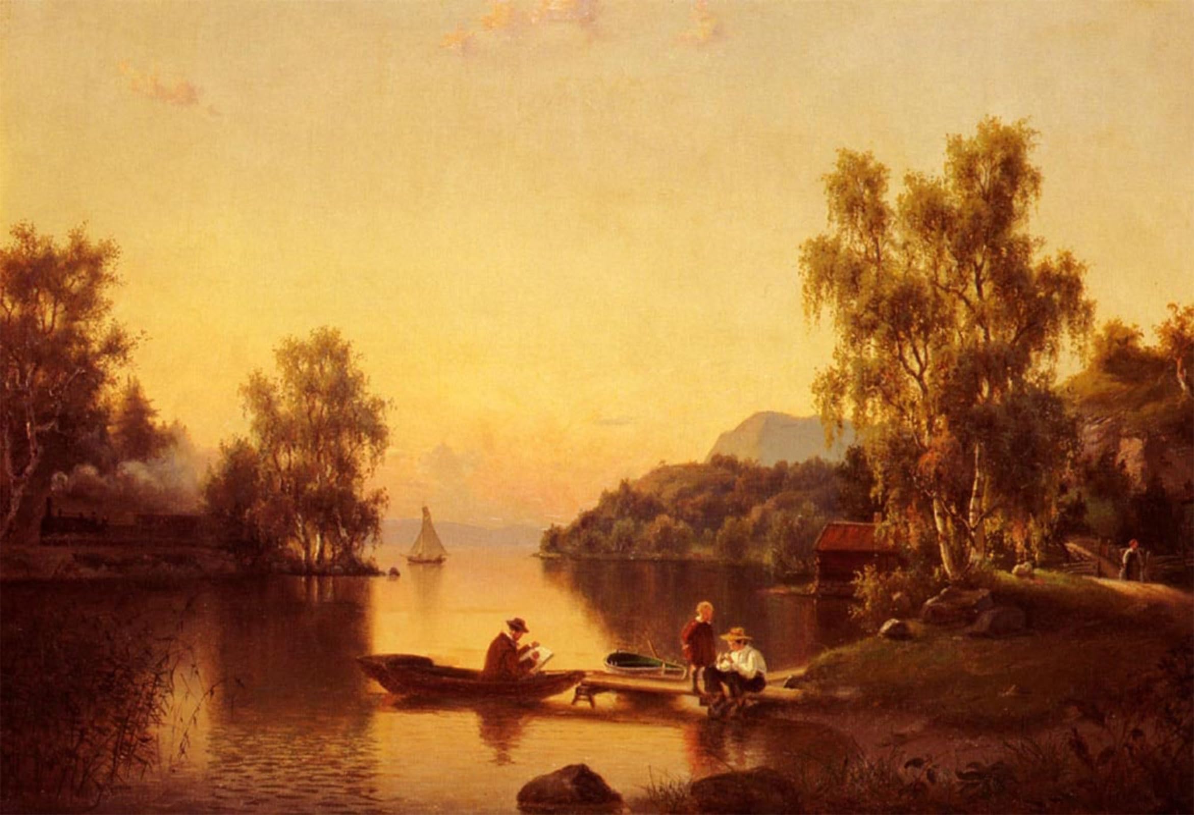 SERENDIPITP Retro Picture Poster Wall Art Pictures Painting Sketching on the Lake by Ehrnfried Wahlquist Wall Art Canvas Print for Wall Decor 60x90cm