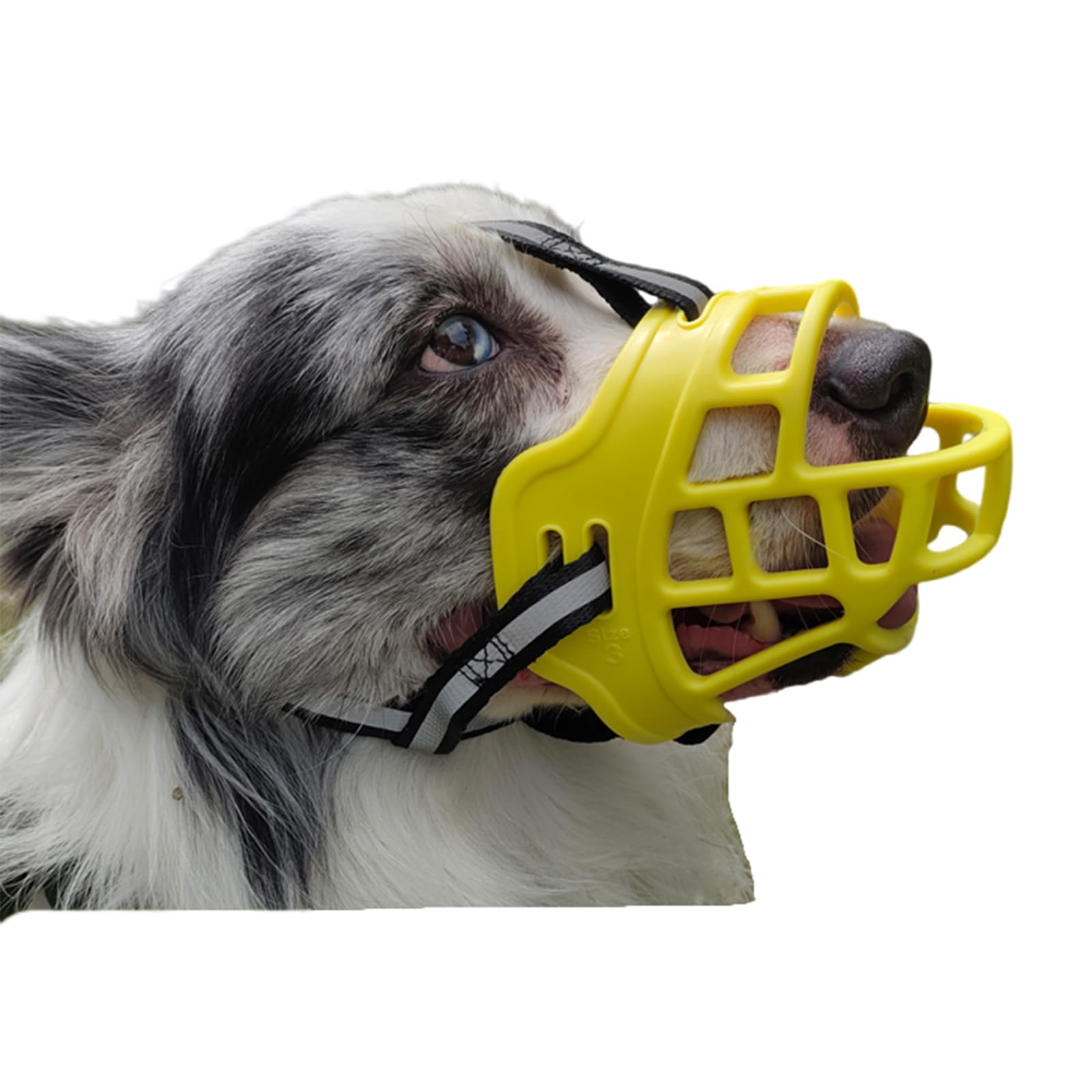 Bozal para Perros, Bozal antiladridos for Perros, Protector de bozal for, Transpirable, Ajustable, diseño humanizado, Permite jadear y Beber(Yellow,XXS)