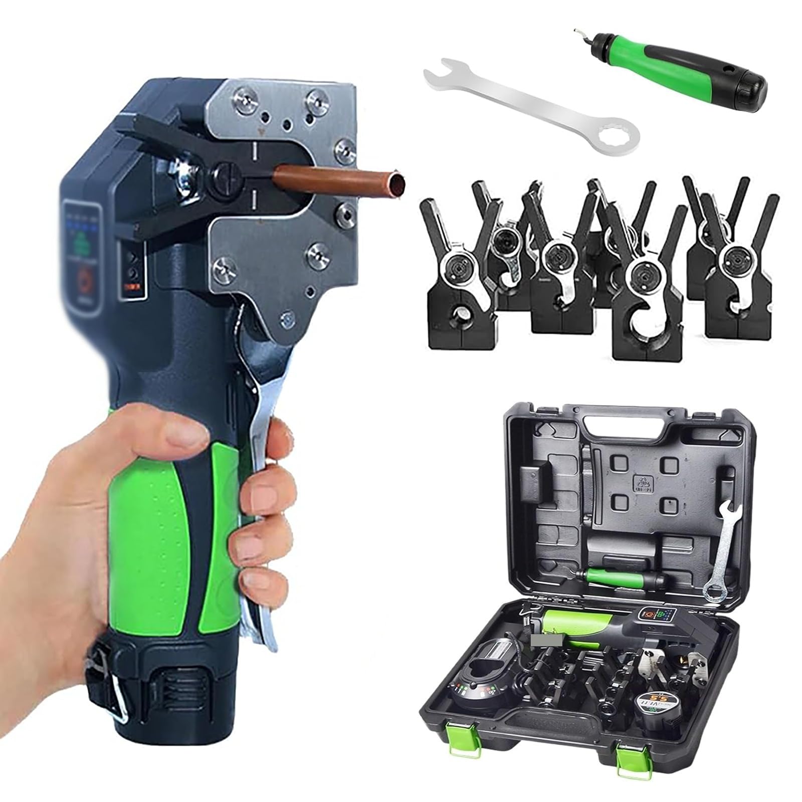 Kit Profesional de abocardador eléctrico, Herramienta eléctrica para expandir Tubos, Ideal para instalaciones de Aire Acondicionado y Mantenimiento de refrigeración.