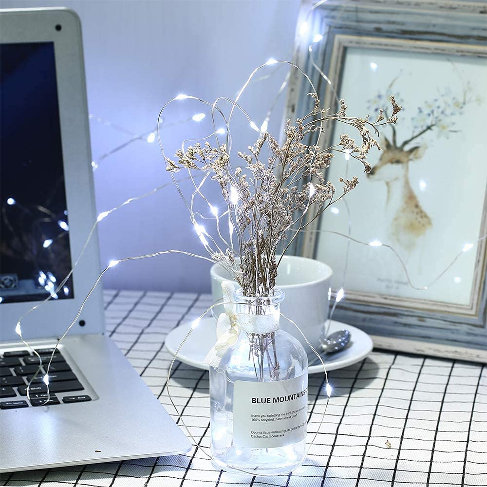 BrizLabs Stringa Luci Filo Rame 20M 200 LED Luci Natalizie Interno Impermeabile 8 Modalità Catene Luminose Esterno Decorazione per Alberi di Natale Giardino Casa Feste Matrimonio, Bianco Freddo