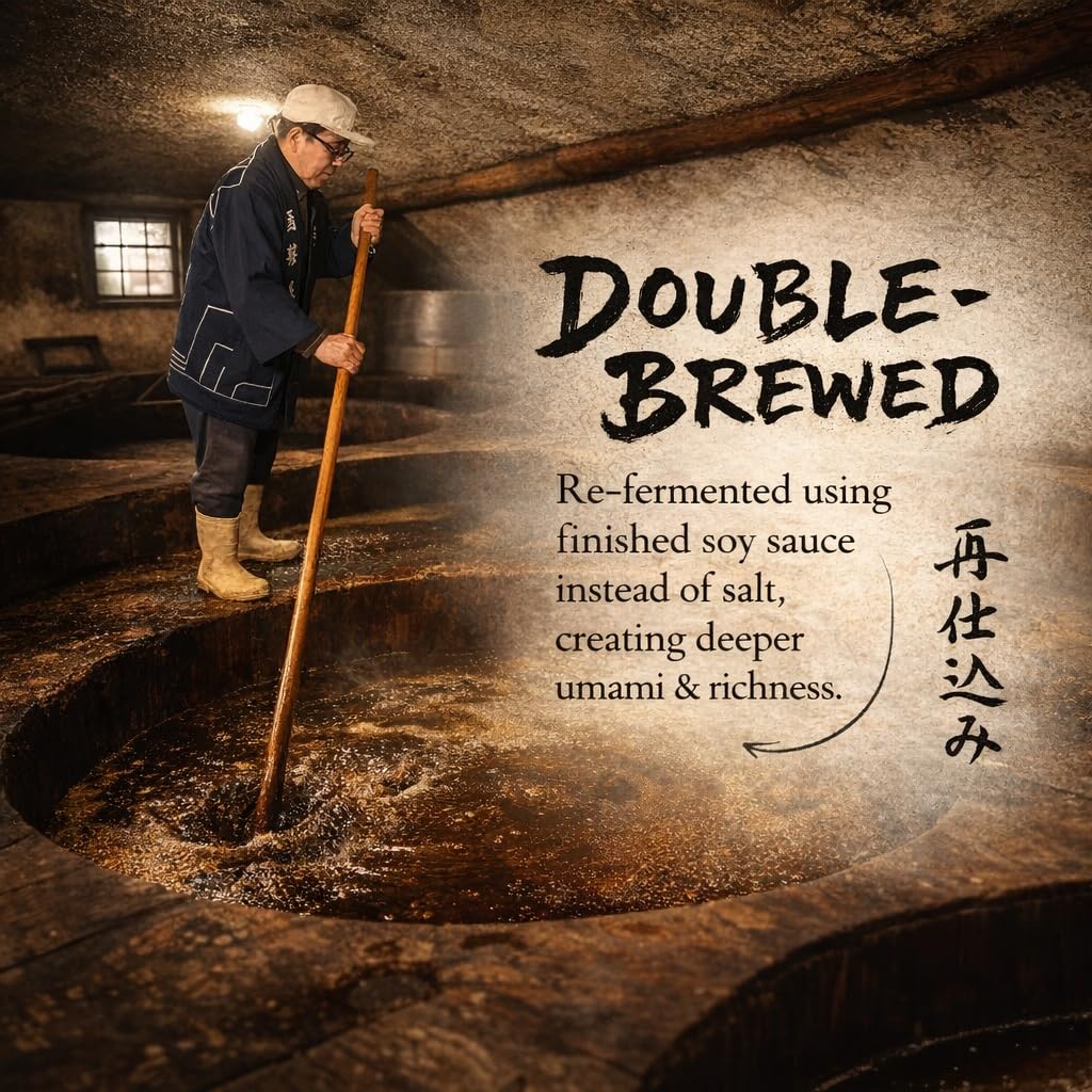 Nihon-Ichi Premium Organic Shoyu – Artisan Handcrafted Small-Batch Double-Brewed Soy Sauce – 2 Year Aged, Naturally Fermented in Wooden Barrels – Non-GMO – Japanese Flavor – 16.9 fl oz Glass Bottle