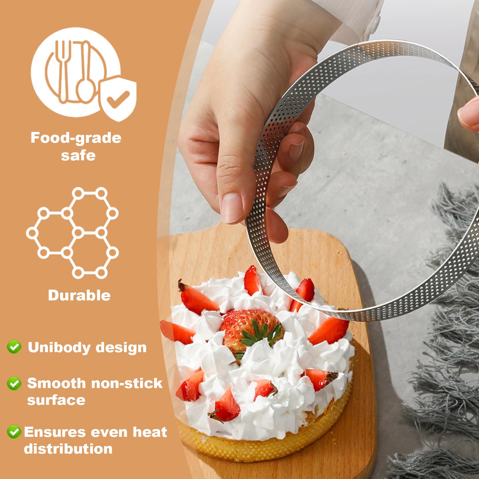 Kit De 3 Cercles à Tarte Perforés En Acier Inoxydable 430 - Diamètres 10, 15 Et 20 Cm, Hauteur 2 Cm