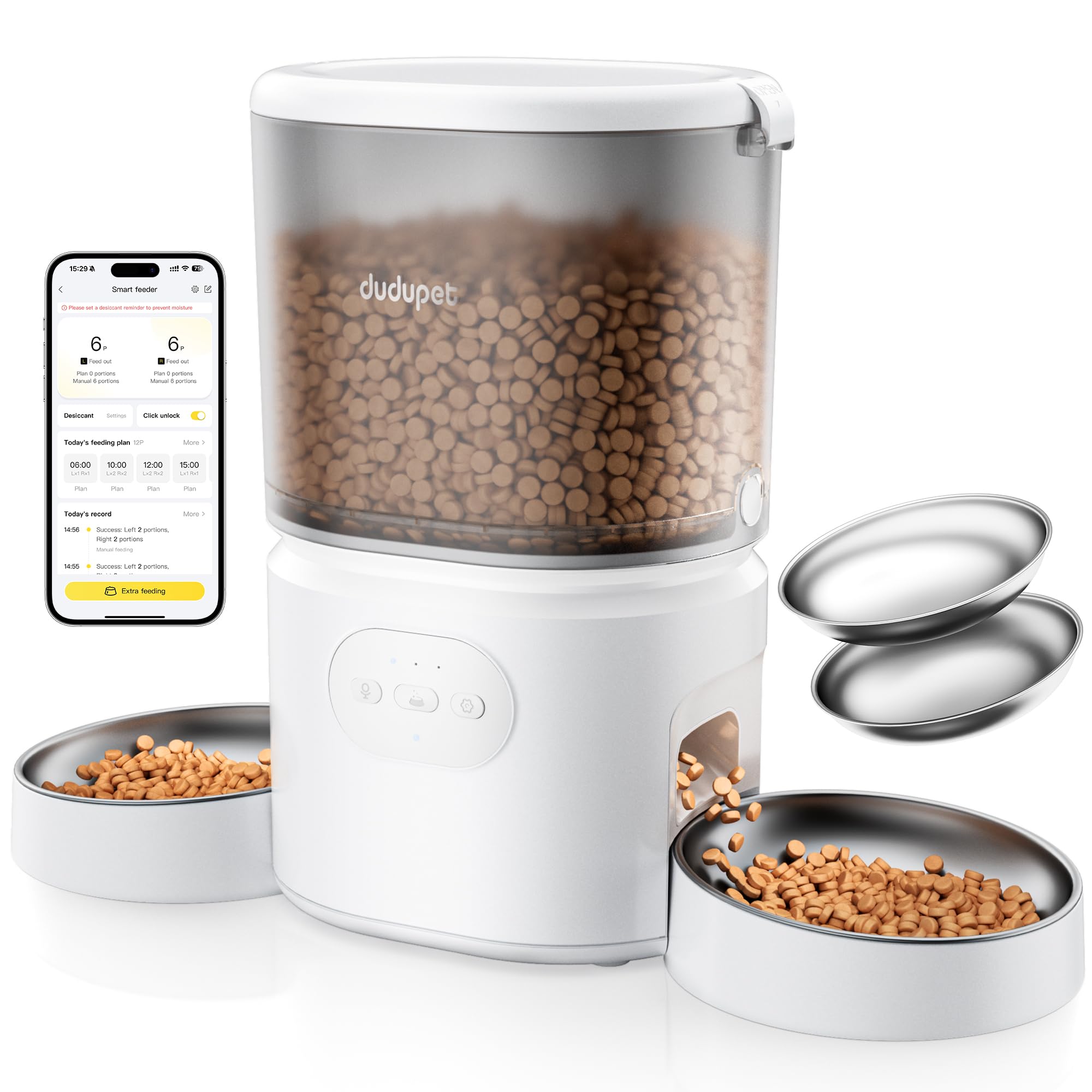 Amazon | DUDUPET 自動給餌器 猫 WIFI式 二皿 5L容量 2WAY給電 音声