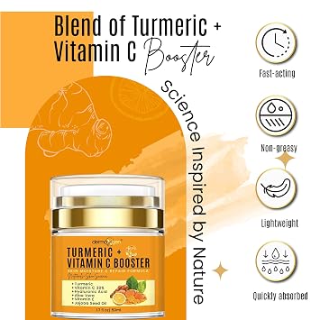 Turmeric + 30% Vitamin C Face Moisturizer & Serum Set Hydrating & Nourishing Skincare with Hyaluronic Acid, Retinol & Organic Ingredients For All Skin Types