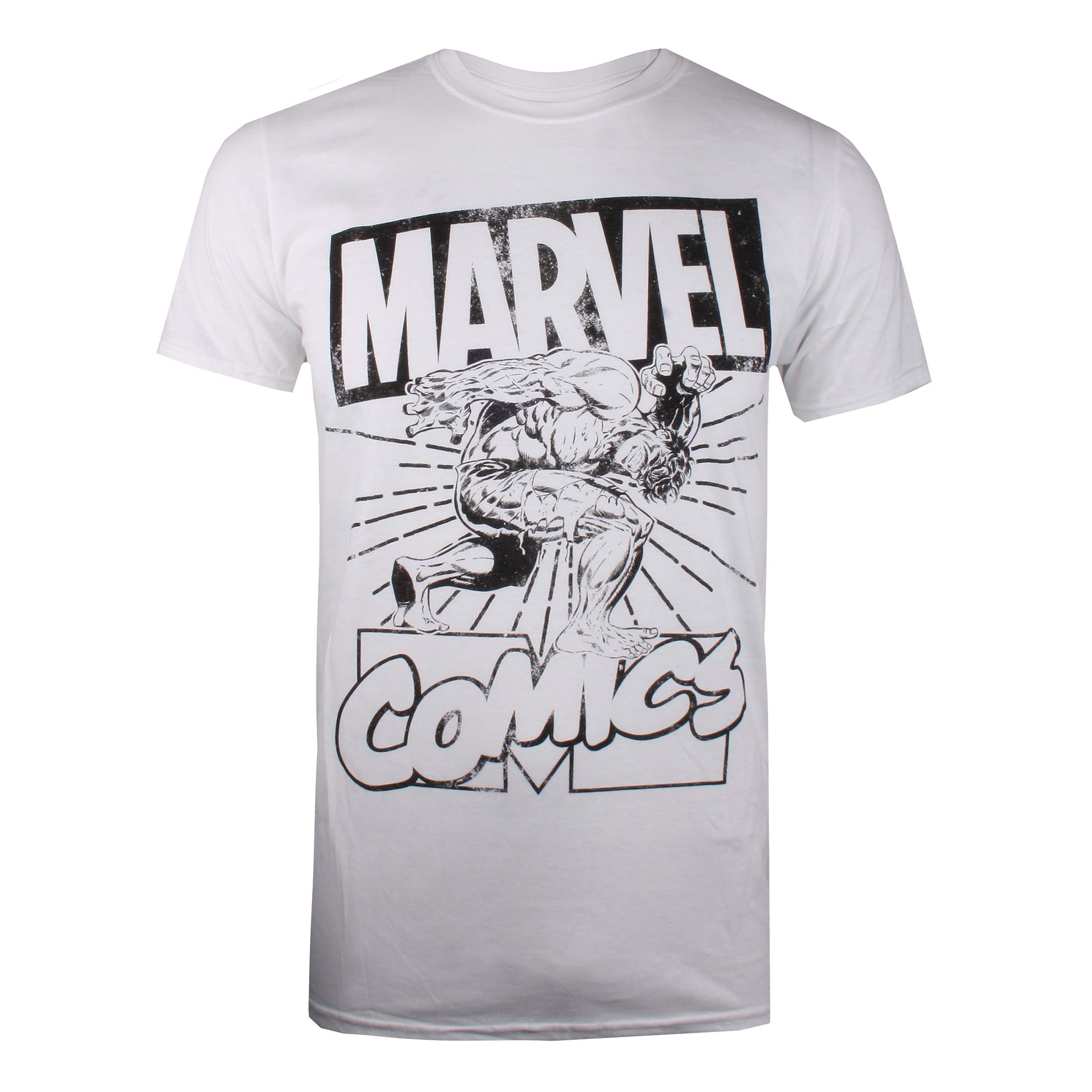Marvel Men's Hulk Lift Regular Fit Crew Neck Short Sleeve T - Shirt, White (White White), XX-Large (Manufacturer Size:XX-Large)