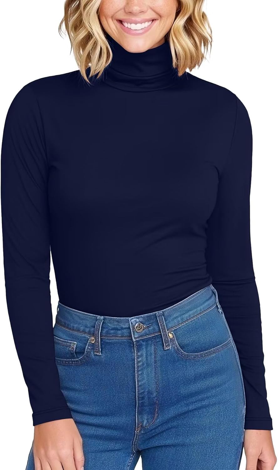 Zengjo Womens Turtleneck Long Sleeve Shirts Fitted Thermal Base Layer Top for Cold Weather