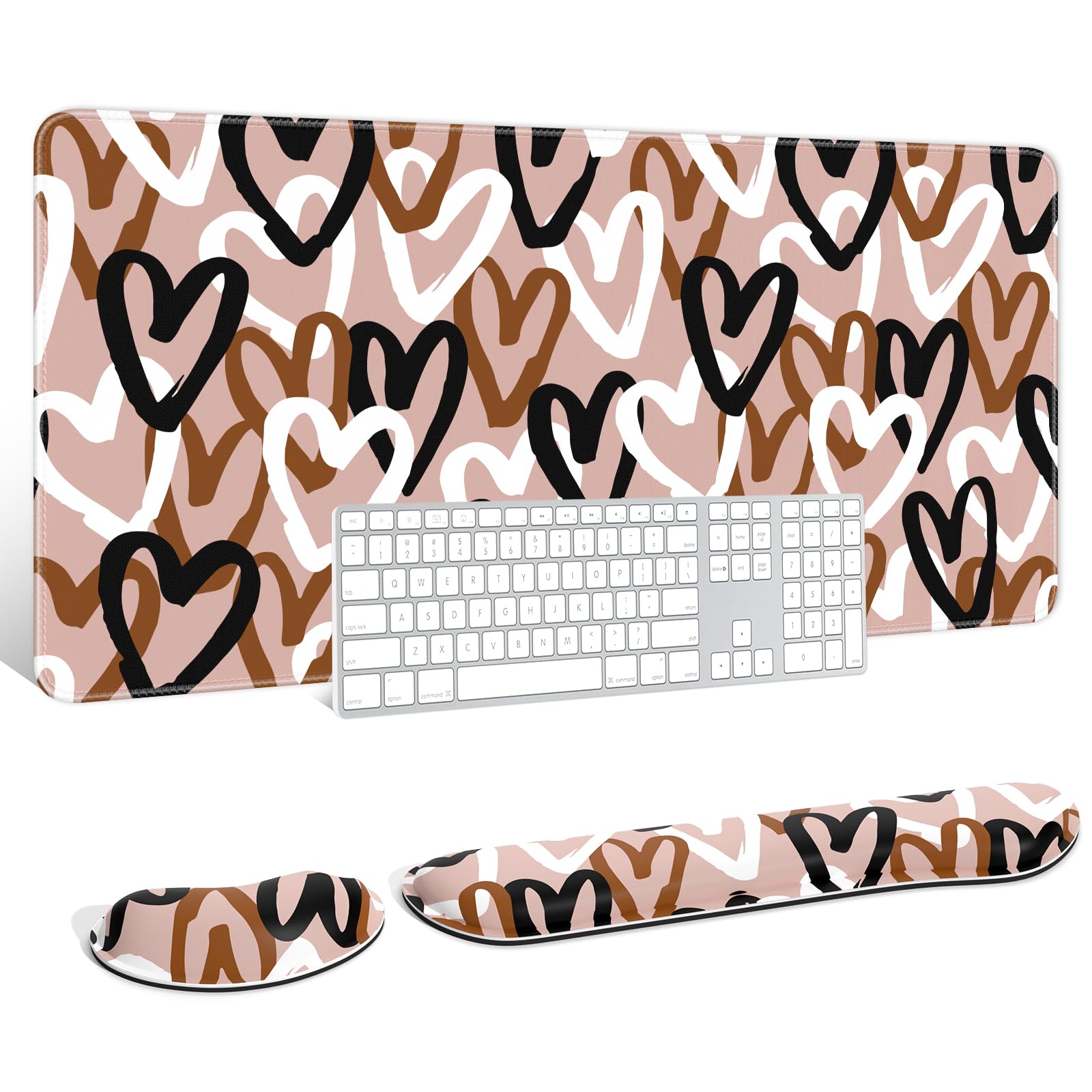 Auhoahsil Large Mouse Pad with Wrist Rests for Keyboard Mouse Thick Soft Ergonomic Memory Foam Wrist Supports Big