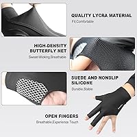 Vista 4 de YFY Guante de Billar de 3 Dedos para Mano Izquierda de Cuero Azul Adulto Unisex Jugadores de Billar Deportivo Compacto Fácil de Poner Guante