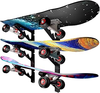 MIND&ACTION Skateboard Wall Mount Rack Board Display Wall Holder,Adjustable Storage Layers Space Saving Design