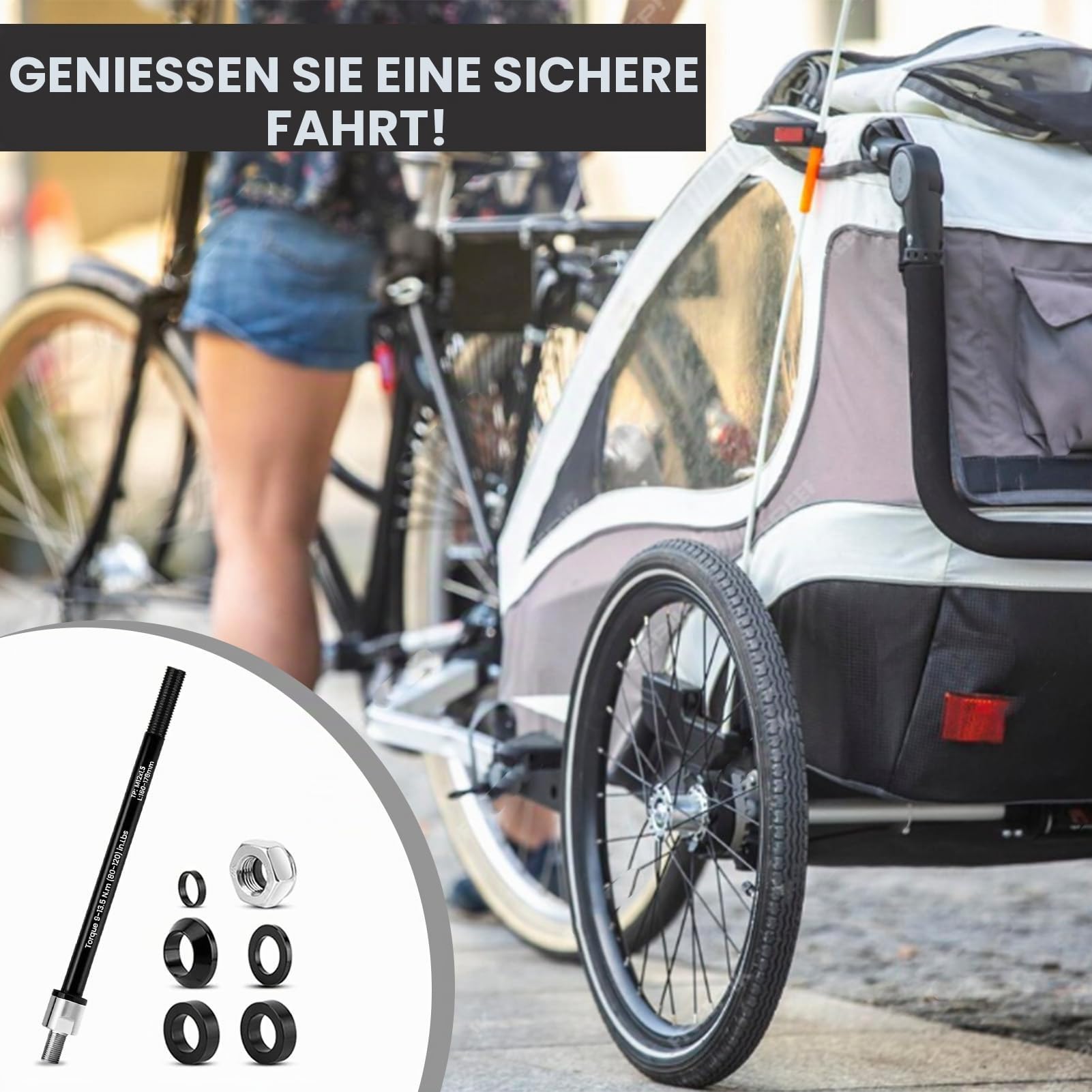 BUERPINKING Steckachse Fahrradanhänger, Adapter Fahrradanhänger, M12 x P1.0, 160-178mm, Cube Steckachse Anhänger, Präzisionsgewinde, Einstelbare Schaftlänge Sport & Freizeit