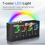 4 Channel Headphone Amplifier 3.5mm/6.35mm/RCA Jacks, Metal Headphone Splitter with 8 Headphone Output Port, Compact Headphone Amp with Stereo Switch, RGB Light.