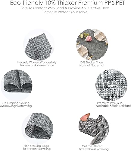 Miniatura 4 de GIVERARE Camino de mesa, 12 x 107 pulgadas, resistente al calor, de vinilo tejido, antideslizante, lavable, fácil de limpiar, cubierta de plástico