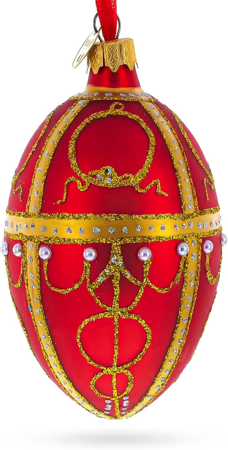 1895 Rosebud Royal Egg Glass Ornament 4 Inches