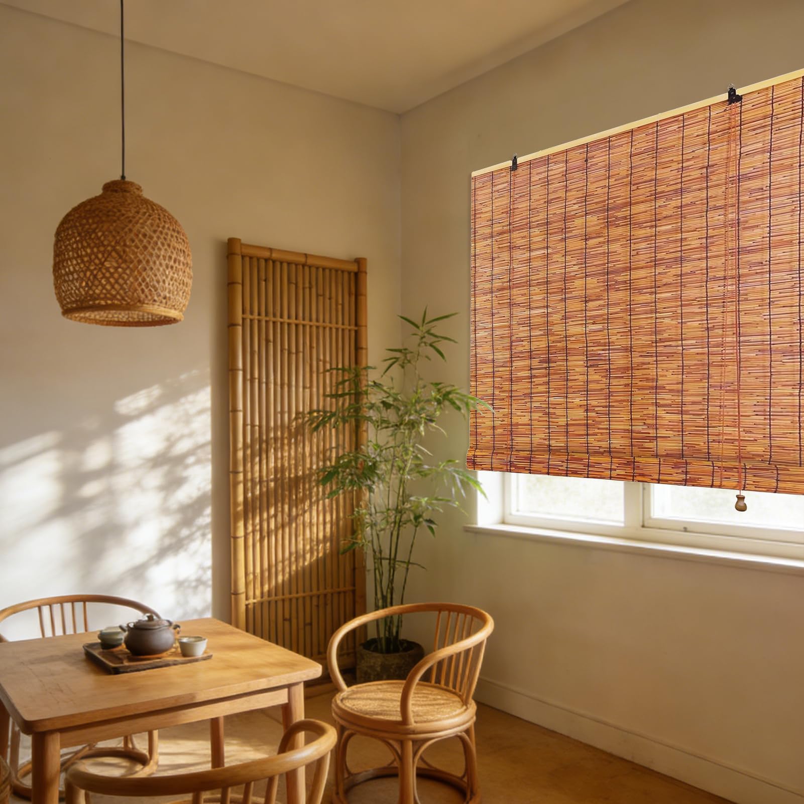 Outdoor Blackout Shade Bamboo Blinds For Patio Roll Up Sunshade 55 65 90 100 120 125 150 160 cm Natural Reed Curtains Sunshade Roll Up Bamboo Shades For Patio Kitchen Roller Blind To Measure