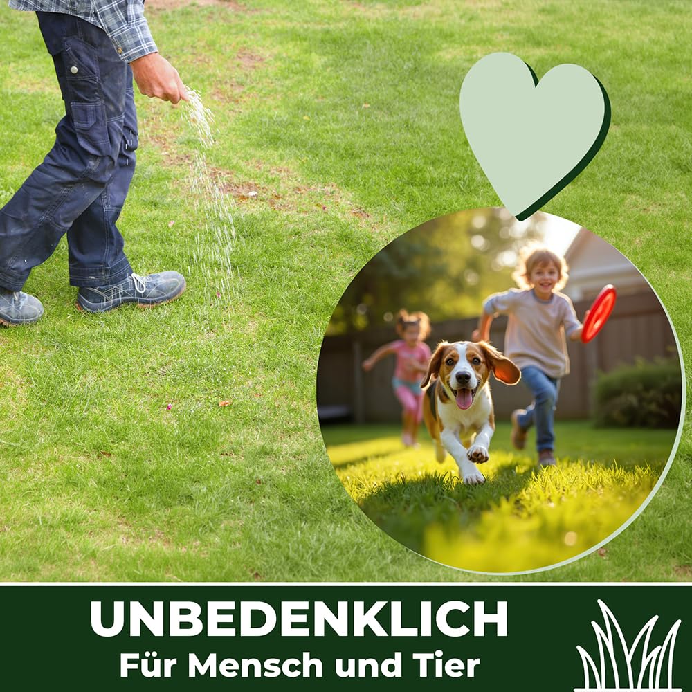 RasenHerz Rasenkalk 50 kg für dichten, grünen Rasen Rasenpflege, Bodenverbesserer, Nährstoffe, Diabas petigi