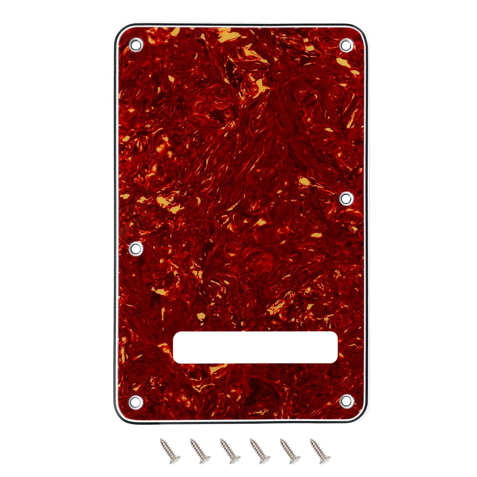 Banworks Electric Guitar 4 Ply Backplate 6-Hole Trem Tremolo Cover for USA/Mexican Standard Strat ST JT/HGB-01 Brown Tortoiseshell